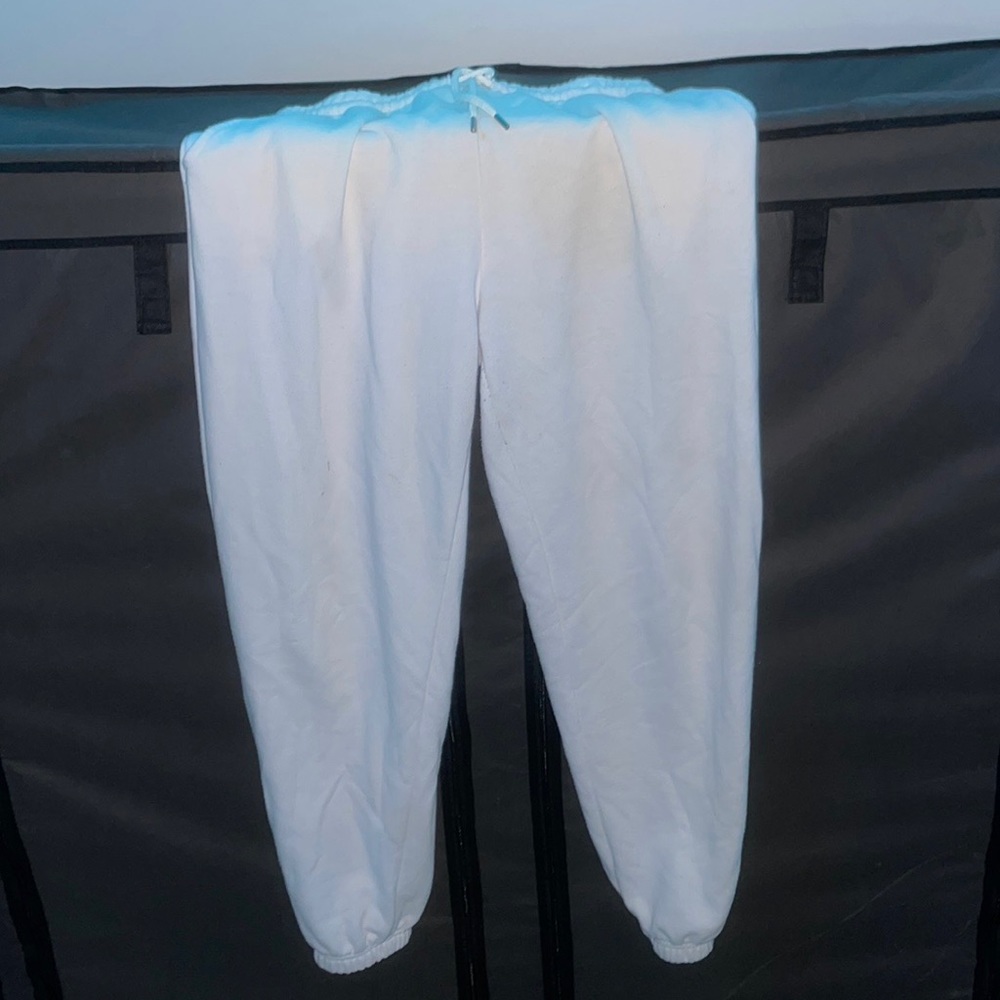 White Cuffed Sweatpants with Pockets